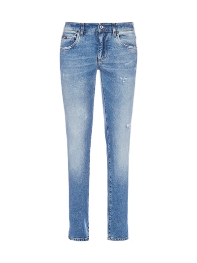 Dolce & Gabbana Logo-plaque Skinny Jeans In Variante Abbinata
