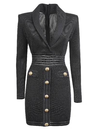 Balmain Button-embellished Dress In Black
