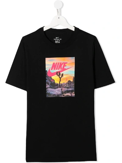 Nike Teen Sportswear Logo Print T-shirt In Black