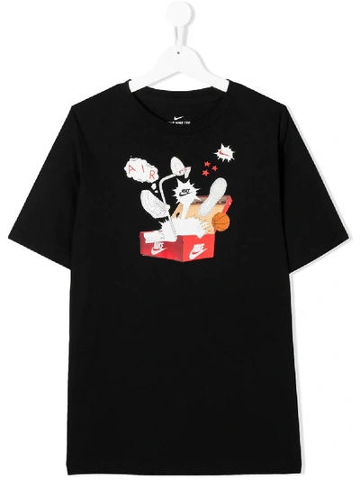 Nike Teen Sportswear Logo Print T-shirt In Black