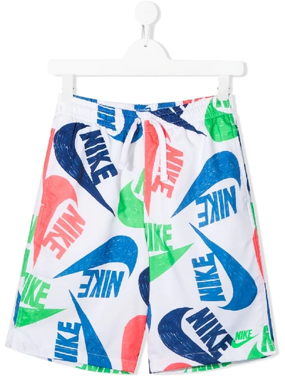 Nike Teen Sportswear Logo Shorts In White