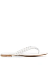 Gianvito Rossi Tropea Braided-leather Flip Flops In White