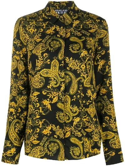 Versace Jeans Couture Crepe Shirt With All Over Paisley Print In Multi