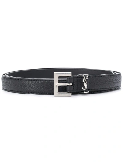 Saint Laurent Monogram Appliqué Adjustable Belt In Black