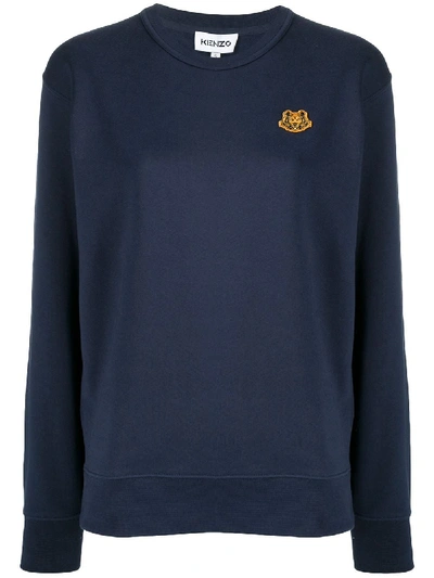 Kenzo Logo Patch Detail Sweatshirt In Blue