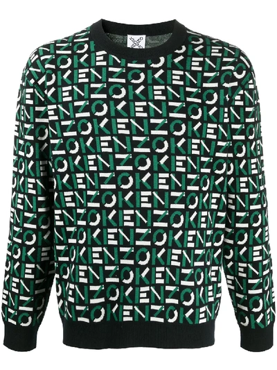 Kenzo Abstract Logo Knit Jumper In Green