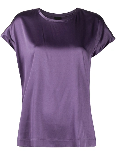 Pinko Plain Silk T-shirt In Purple