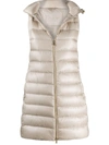 Herno Lightweight Longline Hooded Sleeveless Jacket In Neutrals