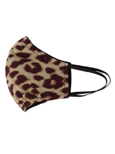 A.l.c Leopard Print Cotton Face Mask In Cream Orange