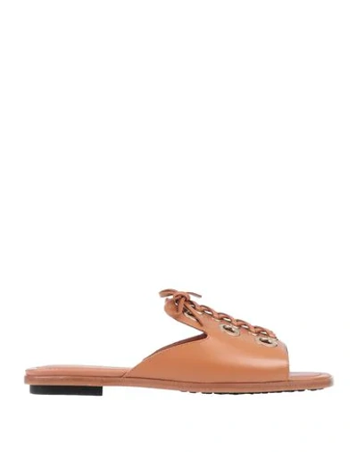 Tod's Woman Sandals Tan Size 6.5 Leather In Brown