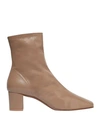 By Far Neutral Sofia 50 Leather Ankle Boots In Khaki