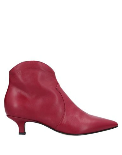 Pomme D'or Ankle Boots In Maroon