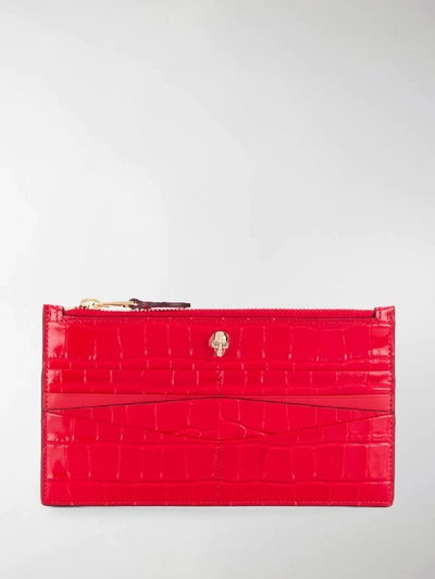 Alexander Mcqueen Flat Wallet With Zip In Red