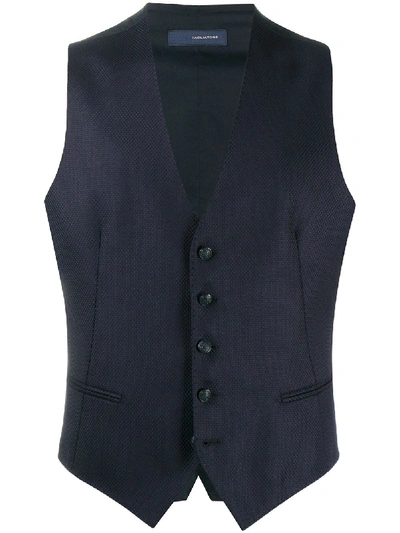 Tagliatore Single-breasted Fitted Waistcoat In Blue