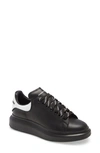 Alexander Mcqueen Exaggerated-sole Rubber-trimmed Leather Sneakers In Black/ White/ Black