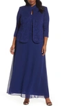 ALEX EVENINGS ALEX EVENINGS MOCK TWO-PIECE GOWN WITH JACKET,425053
