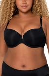 Curvy Couture Tulip Smooth Convertible Underwire Push-up Bra In Black