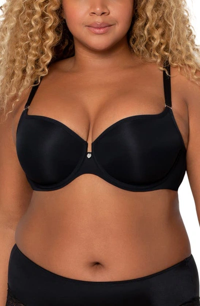 Curvy Couture Tulip Smooth Convertible Underwire Push-up Bra In Black