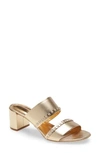 FERRAGAMO TRABIA CHAIN BLOCK HEEL SLIDE SANDAL,0733805