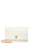 Alexander Mcqueen Mini Mock-croc Crossbody Bag With Small Skull In Deep Ivory