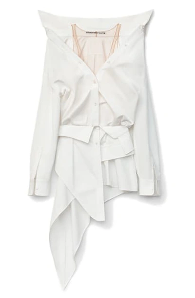 Alexander Wang Deconstructed Cotton Poplin Mini Dress In White