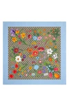 Gucci + Net Sustain Printed Organic Silk-twill Scarf In Beige Blue
