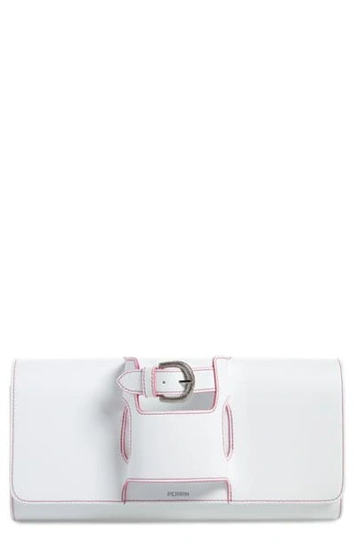 Perrin La Parisienne Leather Clutch In White