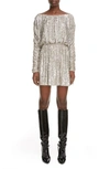 SAINT LAURENT SEQUIN LONG SLEEVE MINIDRESS,611963YBOK2