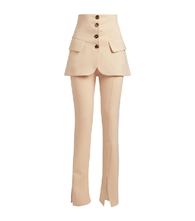 A.w.a.k.e. Jacket Waist Fitted Slit Trousers In Nude