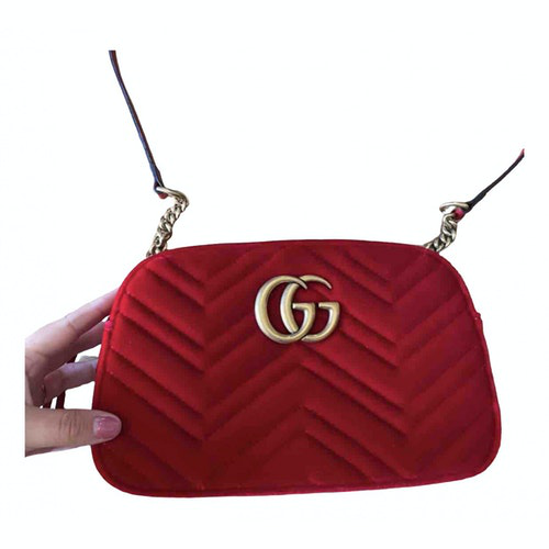 Pre-Owned Gucci Marmont Red Velvet Handbag | ModeSens