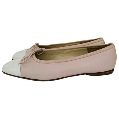 Pre-owned Chanel Pink Leather Ballet Flats