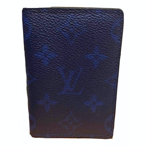 Pre-Owned Louis Vuitton Pocket Organizer Blue Cloth Small Bag, Wallet & Cases | ModeSens