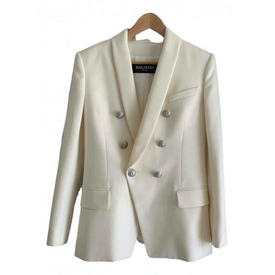 Pre-owned Balmain White Wool Jacket