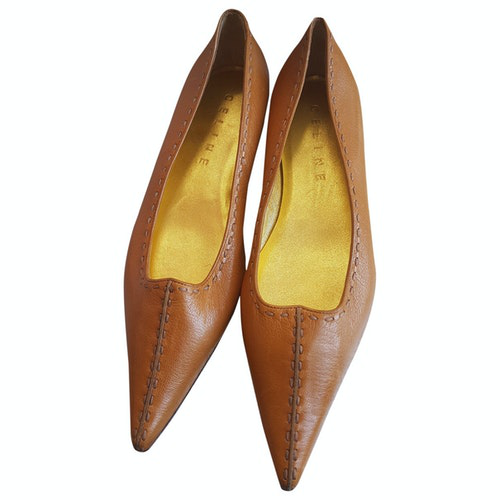 Pre-Owned Celine Camel Leather Ballet Flats | ModeSens