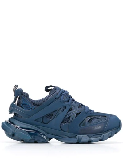 Balenciaga Track Logo-detailed Mesh And Rubber Sneakers In Blue