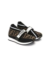 Fendi Teen Ff Touch Strap Sneakers In Brown