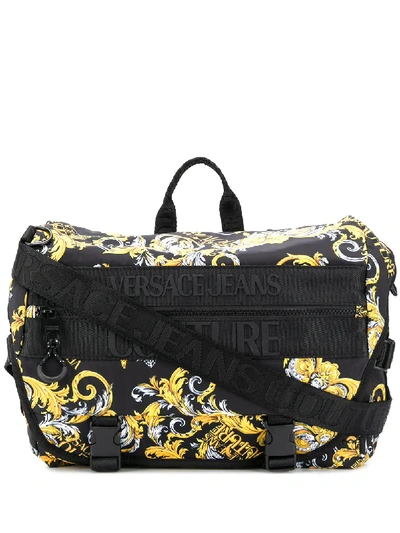Versace Jeans Couture Barocco Print Crossbody Bag In Black