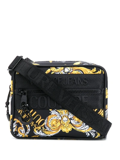 Versace Jeans Couture Barocco-print Crossbody Bag In Black