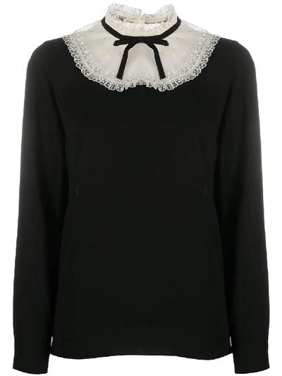 Miu Miu Panel Detail Blouse In Schwarz