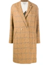 FORTE FORTE CHECK-PATTERN DOUBLE-BREASTED COAT