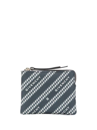 Givenchy Logo Diagonal Stripe Coin Purse In Blue