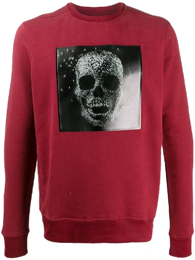 Limitato Skull Print Crew Neck Sweatshirt In Red