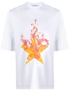 Neil Barrett Fired Star Print Cotton Jersey T-shirt In White