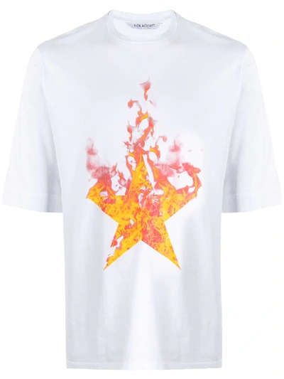 Neil Barrett Fired Star Print Cotton Jersey T-shirt In White