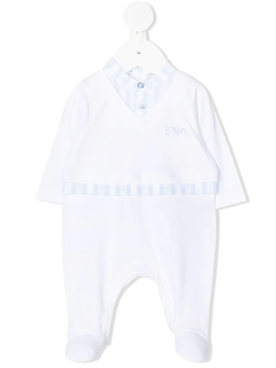 Emporio Armani Babies' Layered-effect Logo Pajamas In White