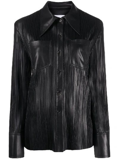 Nanushka Micro-pleated Shirt In Black