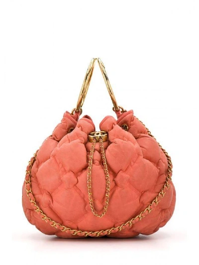 Pre-owned Chanel Pink Quilted Chesterfield Drawstring Bag