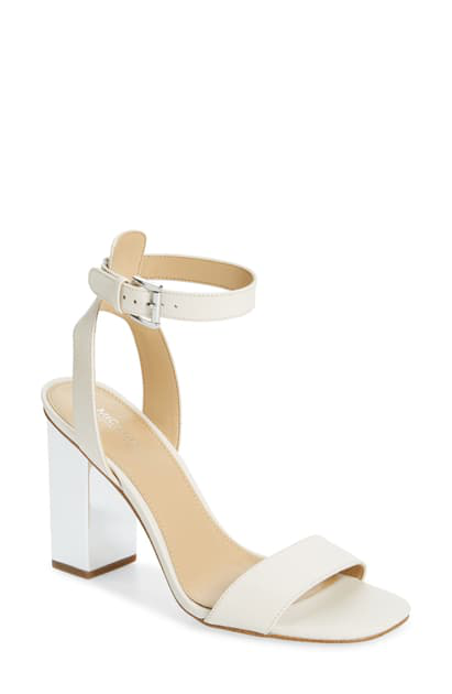 Michael Michael Kors Petra Block Heel Sandal In Light Cream Leather ...