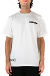 BARROW WHITE COTTON T-SHIRT WITH BACK PRINT,11448926