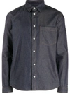 BERLUTI CONSTRAST-STITCHING DENIM SHIRT